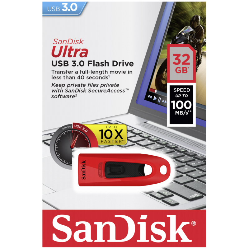 ATMINTIES KORTELĖS SANDISK MEMORY DRIVE FLASH USB3 32GB SDCZ48-032G-U46R-USB-Priedai telefonams-Sandisk