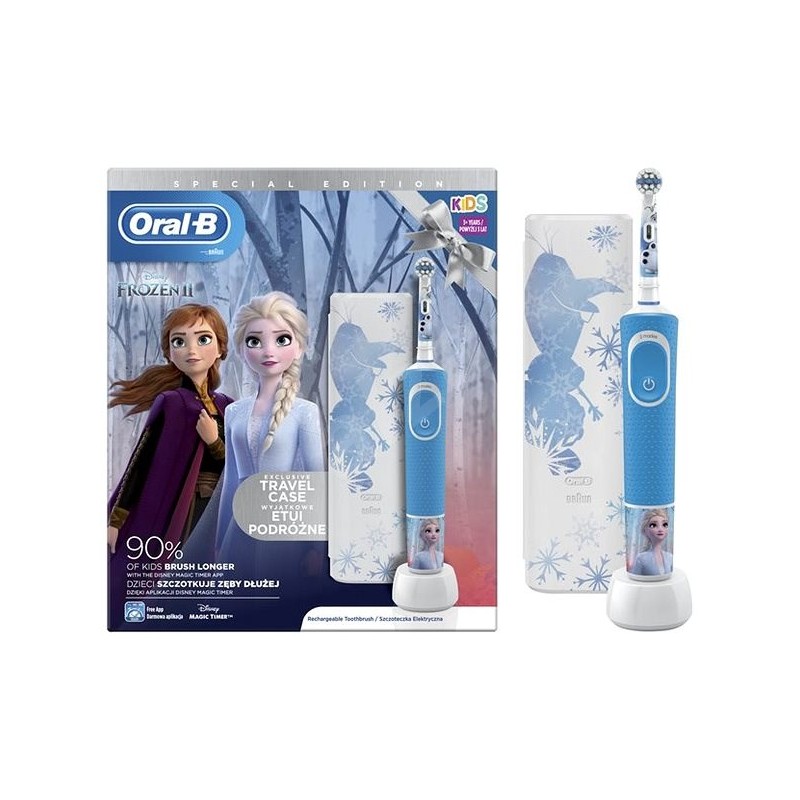 DANTŲ ŠEPETĖLIS BRAUN ORAL-B D100.413.4KX VITALITY KIDS FROZEN + kelioninis dėklas-Dantų šepetėliai-Dantų šepetėliai ir priedai-